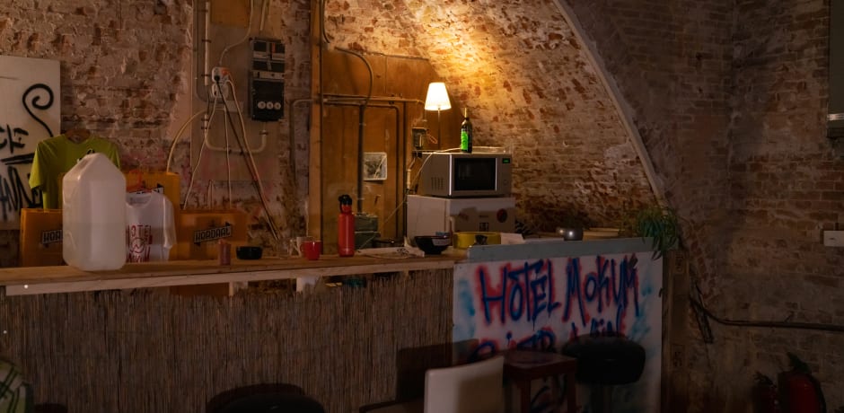 Keuken/bar in Hotel Mokum
